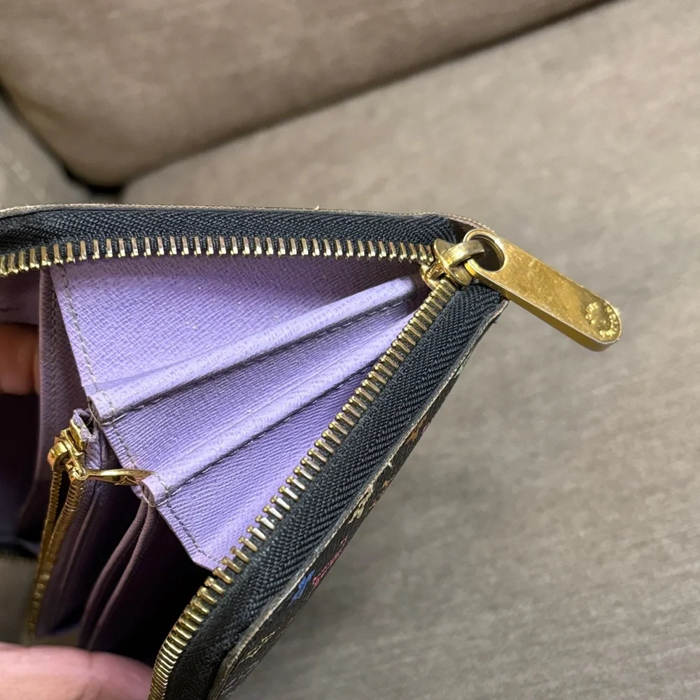 Louis Vuitton Black Takashi Murakami Monogram Zip Wallet - Picture 8 of 9